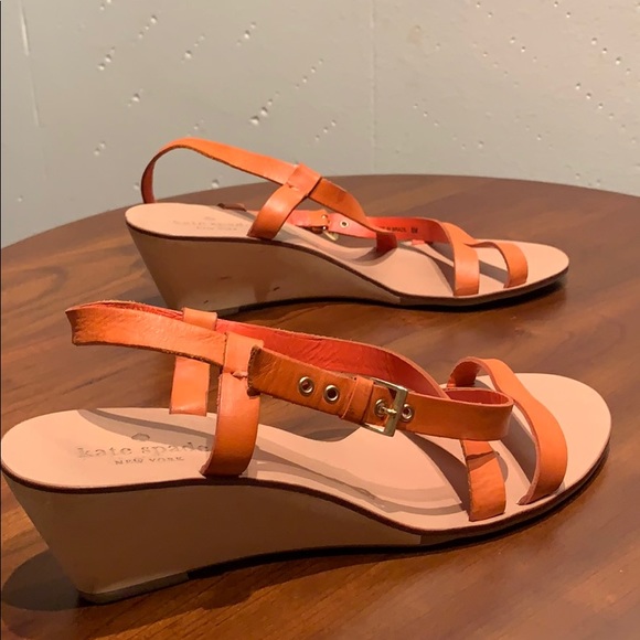 Wedge coral leather sandals by Kate Spade - Picture 4 of 4